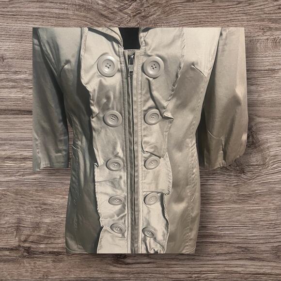 Luii Anthropologie Women's  Ruffled Belted Jacket Coat Knee Length Size Small - Picture 6 of 9